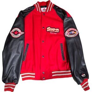 Vintage Snap-On Choko Motorsports Red Wool & Black Leather Men's Jacket Size L